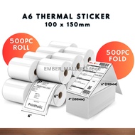 A6 Thermal Sticker Roll 500pcs A6 High Quality Airway Bill Sticker Roll Consignment Sticker Postage 热敏贴纸