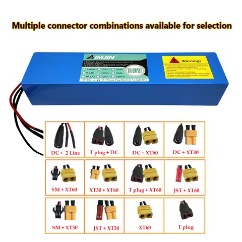 60V 16S2P Batterie Lithium-ion 18650, 67.2V, 6800mAh, Pour Scooter Électrique, Avec Prise Et Chargeu