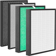 Slirceods True HEPA Air Filter Replacement for Air Purifier Compatible with Turonic PH950 Air Purifiers and Extract-All AMB1 Purifier（2 HEPA+2 Carbon filter)