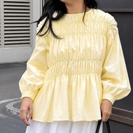 Tq88indonesia Trendy Elastic BLOUSE PAMELA BLOUSE Korean Styles Long Sleeve/