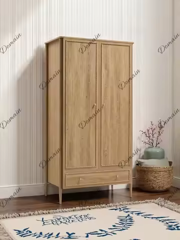 X5 French Retro Solid Wood Wardrobe Bedroom American Wall Locker Household Double Door Independent W