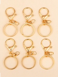 6入組金屬質感龍蝦爪扣鑰匙圈,8字型鏈條鉤,手機吊墜,DIY珠寶製作配件