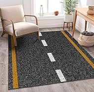 Kids Area Rugs Asphalt Highway Road Texture with Markings 3D Rugs for Playroom Bedroom Classroom Dec