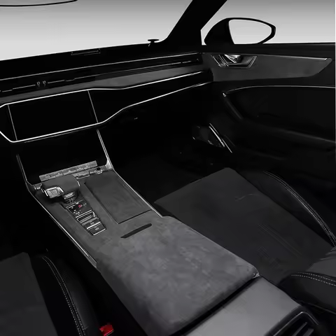 Top Suede Overlay Panels on Dashboard Armrest Box Gear Control and Doors For Audi A6 C8, A7 RS7 2019
