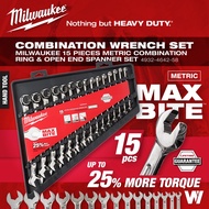 Milwaukee 4932-4642-58 MAX BITE 15pc Combination Spanner Set Metric / Combination Wrench Set