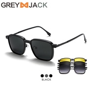 Grey Jack Frame Kacamata Clip On 4in1 Lens Polarized Night Drive Metal Ringan Bisa Minus Antiradiasi Blueray Photocromic 8132