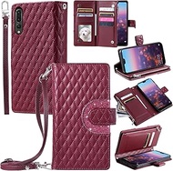 Furill Phone Case for Huawei P20 Pro Wallet Cover with and Crossbody Wrist Strap Shoulder Strap 9+ Card Slots Zipper Purse Luxury PU Leather Stand Cell Hawaii P 20Pro 20 P20pro Women Men Wine Red