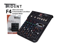 Trident F4 Compact Mixer 4 channel ultra low noise USB Bluetooth 2 Mic Line AUX Send FX Send