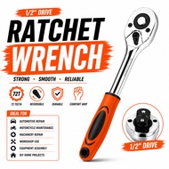 BMY 1/2" Drive Ratchet Wrench 72 Teeth Quick Release Reversible Socket Handle. CR-V Hand Rachet