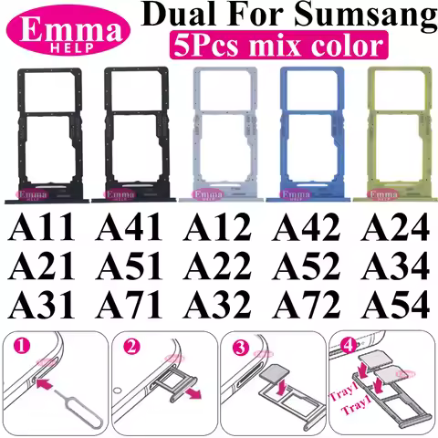 5Pcs Phone SIM Chip Holder Slot Adapter Drawer SIM Card Tray Holder Slot For Samsung A11 A21 A31 A41