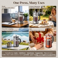Veken French Press Coffee Maker 34oz, No Plastic Touching Cafe,Thickened Glass Stainless Steel Brewe