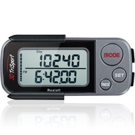 3DTriSport Walking 3D Pedometer with Clip and Strap, Free eBook | 30 Days Memory, Accurate Step Coun