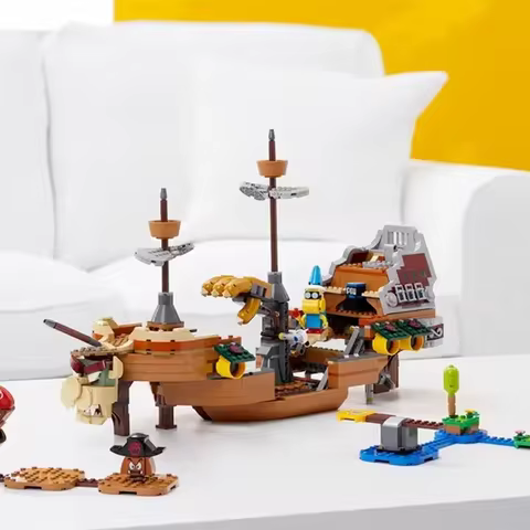 Compatible MOC Sets Super Bros. Game Series 71391 Bowser Spaceship Model Marioed Building Blocks Chi