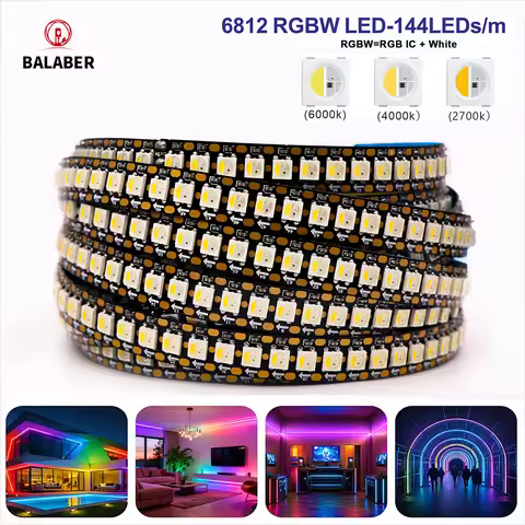 SK6812 RGBCW WW Led Strip Light 4 in 1 Similar WS2812B 144 LEDs Individual Addressable RGBWW Led Lig