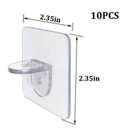 10Pcs No Punching Bathroom Hooks Cupboard Shelf Support Self-adhesive Bracket Cabinet Kitchen Adhesive Clips Wall Hangers Hook