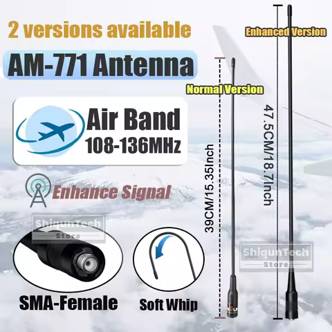 AM-771 Air Band Antenna 108-136MHz SMA-Female For QYT KT-A16 Quansheng UV K5(8) K6 Baofeng UV-32 UV-