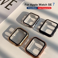 Glass+Cover for Apple Watch 45mm 41mm 40mm 44mm Case Bumper IWatch Series 7 6 SE 5 4 3 2 1 Accessorie Screen Protector for Apple Watch 38mm 42mm Plating PC Case