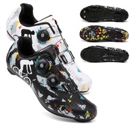 huas Men's and women's flat bottomed road bicycle shoes, mountain bikes, racing, SPD, pedals Cycling Shoes