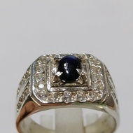 Natural Crystal Blue sapphire, silver 960 ring, size 21 - Farenny gems