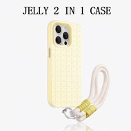 GANTUNGAN 2 In 1 Jelly HangerTALI Yellow Polka Dot Stripes and Ribbon Case Realme C100i C100x C100 4