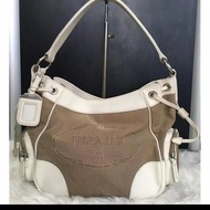 Tas Wanita Branded Prada P219 White Trim Tote Second Original