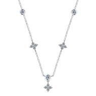 【เพชรแท้100%】สร้อยคอโคลเวอร์ 4 ใบ เงินสเตอร์ลิงแท้ 925 ชุบทองขาว โซ่ไหปลาร้าไฮเอนด์ สไตล์ใหม่ผู้หญิง