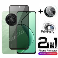 2in1 Private Screen With Lens Film For Realme 12x 12 12+ 5G 4G Privacy Screen Protector Tempered Gla