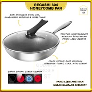 Regashi 304 Honeycomb Pan | 304 Stainless Steel Cooking Pan | Honeycomb Pattern Frying Pan