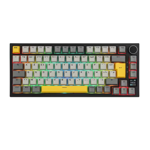 ISO-FR Layout EPOMAKER X AJAZZ AK820 PRO 75% AZERTY French Gasket Wired/Bluetooth/2.4GHz Wireless Me