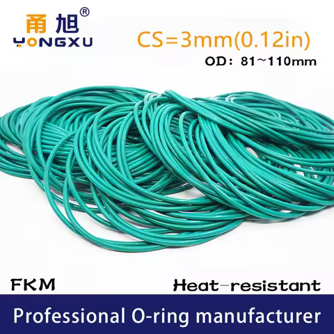 Fluorine rubber Green FKM Orings Seals CS3mm OD81/85/88/90/91/92/95/96/100/105/110*3mm O Ring Gasket