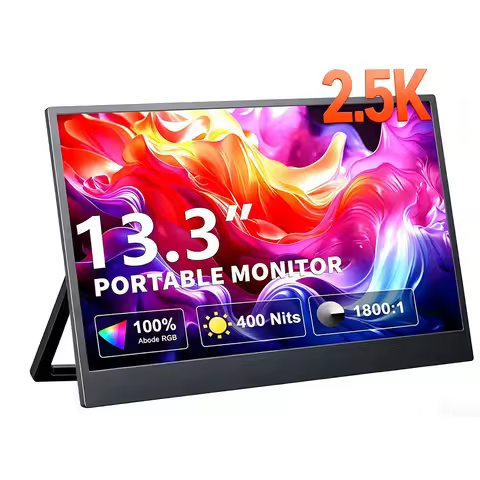 MAFNKOU 13.3 inch 2.5K Portable Monitor IPS HDR Travel Computer Display With USB Type-C mini HDMI Du