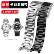 Suitable for Cartier Pasa PASHA Series Watch Strap Men Women 22mm Notch 14 Stainless Steel Metal Bra