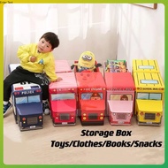 storage box chair kids stool ottoman foldable storage bus children clothes toy organizer basket