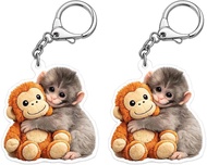 2 Pieces Punch Monkey keychain Team Punch Plush keychain