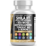 Shilajit Supplement 10,000mg 90 Capsules with Sea Moss 6000mg, Ashwagandha 6000mg, Tongkat Ali, Boron, Magnesium - Fulvic Acid Capsules for Men