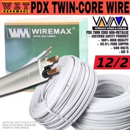 WIREMAX 99.9% PURE COPPER WIRE PDX (NM) TWIN CORE NON-METALLIC WIRE 12/2 2.0mm 75 METER (1BOX)