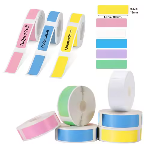 P15 Label Printer Sticker 12*40mm Label Tape Thermal Printer Paper 160pcs/roll Compatible Phomemo D3