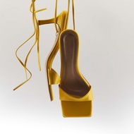 Ysstava - MIA - Mid heel mule sandals with detachable ankle strap รองเท้าส้นสูงสายคาด พร้อมสายพันข้อ