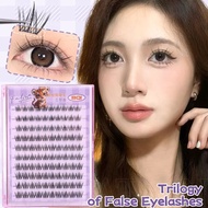 [BQI] Curling False Eyelashes - Long Style Light Thin Fake Eyes Lashes - 3 Segmented Type, Self-Adhe