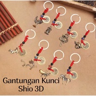 GANTUNGAN 12 Chinese Zodiac Keychain Lucky Fortune Coin Copper Material