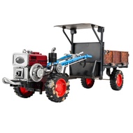 Vintage Alloy Tractor Model with Sound Light Movable Rear Carriage Die-cast Farm Truck Vehicle Toy D
