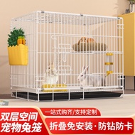 Rabbit Cage, Large Indoor Dwarf Rabbit Double-story Villa, Encrypted Two-story Rabbit Hutch