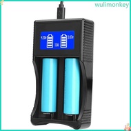 WU LCD Display Universal  Charger 2-Slot for 26650 25500 22650 22650 18650