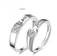 Nhẫn Đôi Nhẫn Cặp Bạc 925 Bộ Nhẫn Cưới Phong Cách Mở Cho Nam Và Nữ Phiên Bản Hàn Quốc Nhẫn Nhúng Kim