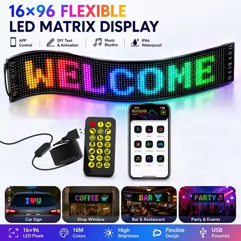 Smart Bluetooth LED Matrix Pixel Panel,USB Led Display,Animation DIY Programmable Flexible Screen Fo