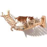 39.4in Wall-mounted Cat Roped Bridge For Indoor Cats Steps With Sisal Wall Wooden Furniture For Slee