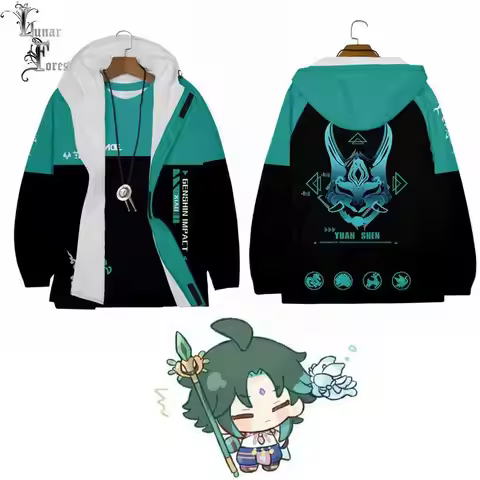 Genshin Impact Xiao 3D Printing Men/Women Autumn Fashion Zipper Sherpa Jacket Fleece Outwear Sport C