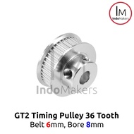 Timing Pulley GT2-6mm 36 Teeth Bore 8mm for 6mm GT2 Belt