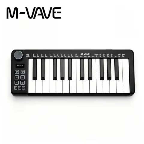 M-VAVE SMK-25 MINI Keyboard Black, Portable Rechargeable 25-Key MIDI Controller for Studio Live Reco