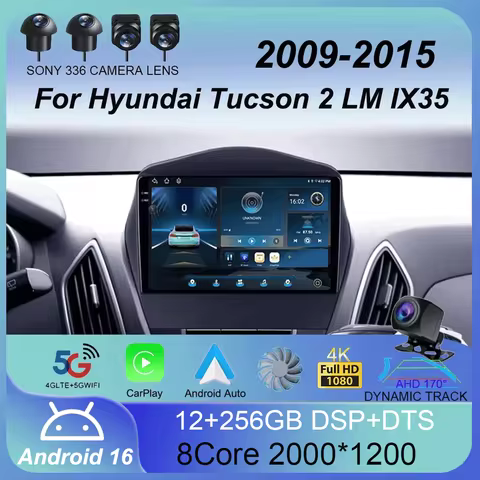 Android 16 Carplay Auto For Hyundai Tucson 2 LM IX35 2009-2015 WIFI+4G Car Radio Multimedia Video Pl
